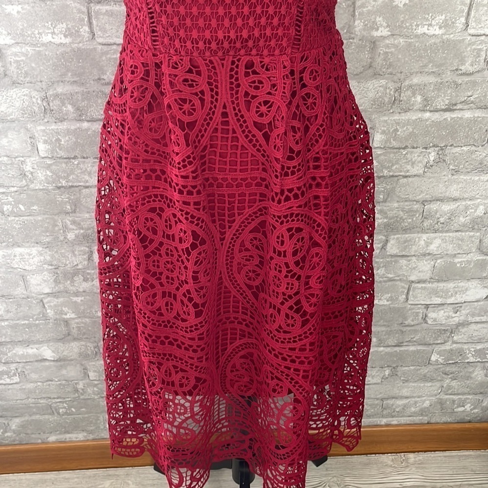 Lulus Real Life Dream Berry Red Lace Midi Dress - Picture 5 of 12